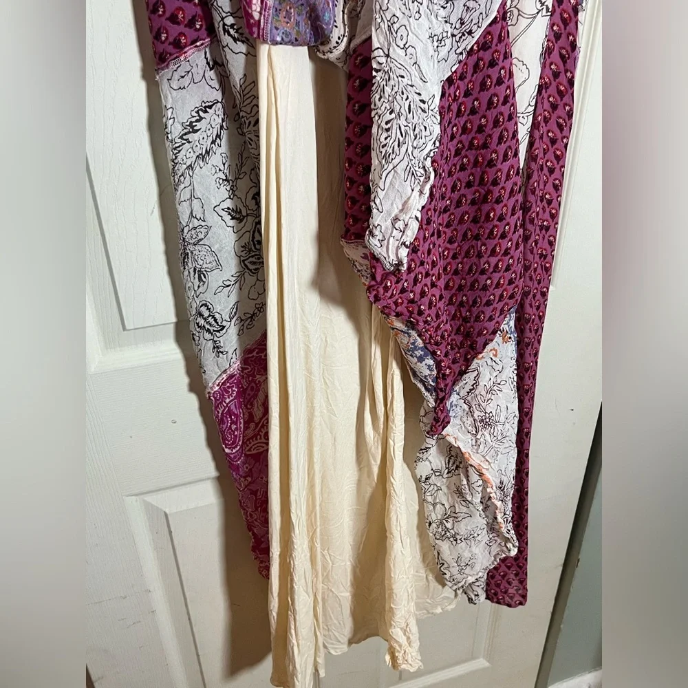 Anthropologie Sleeveless V Neck Patchwork Boho Maxi dress in pink combo, size 12 - Picture 10 of 11